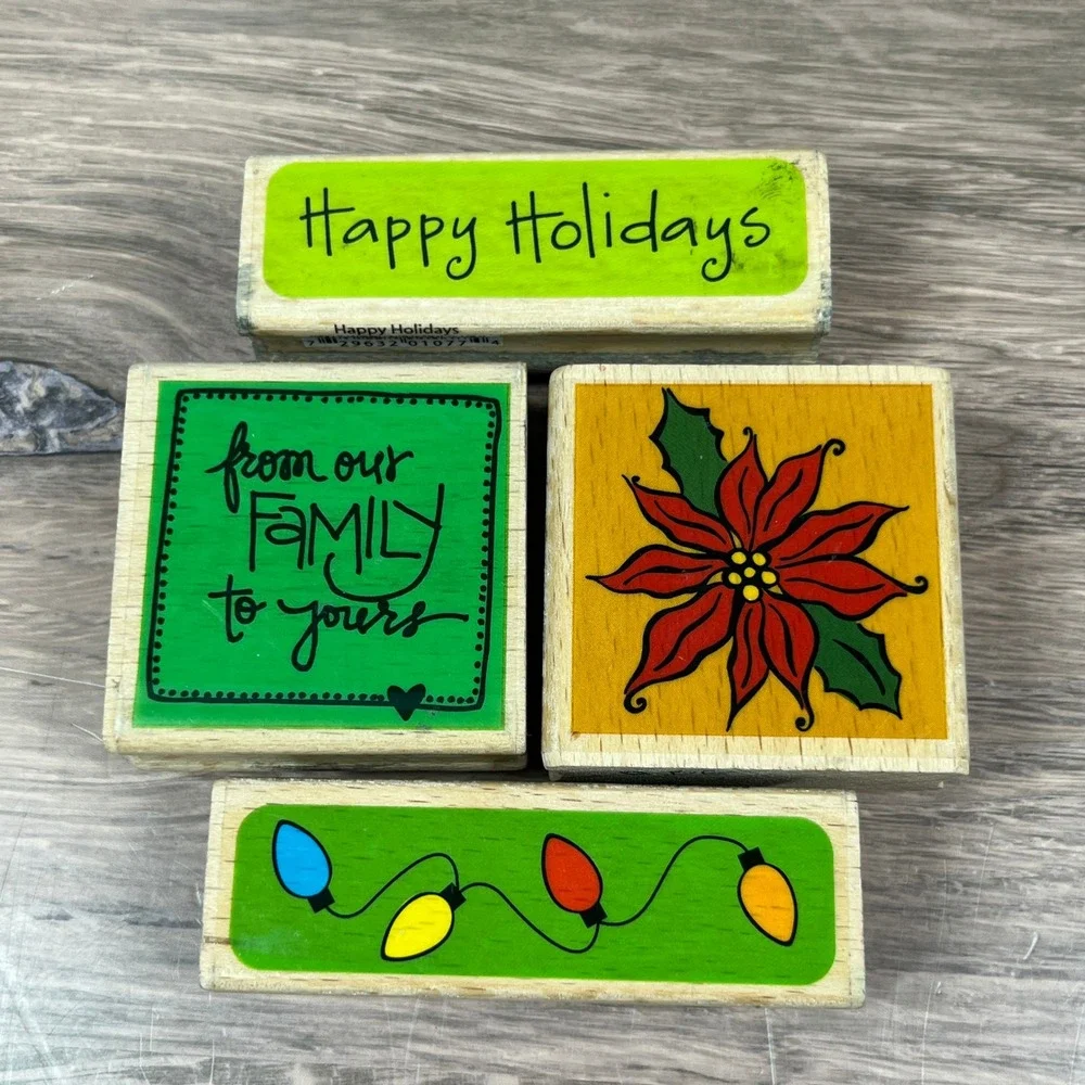 Vintage Stampin Up Christmas Rubber Stamp Lot 25pc Wood Block Holiday Winter